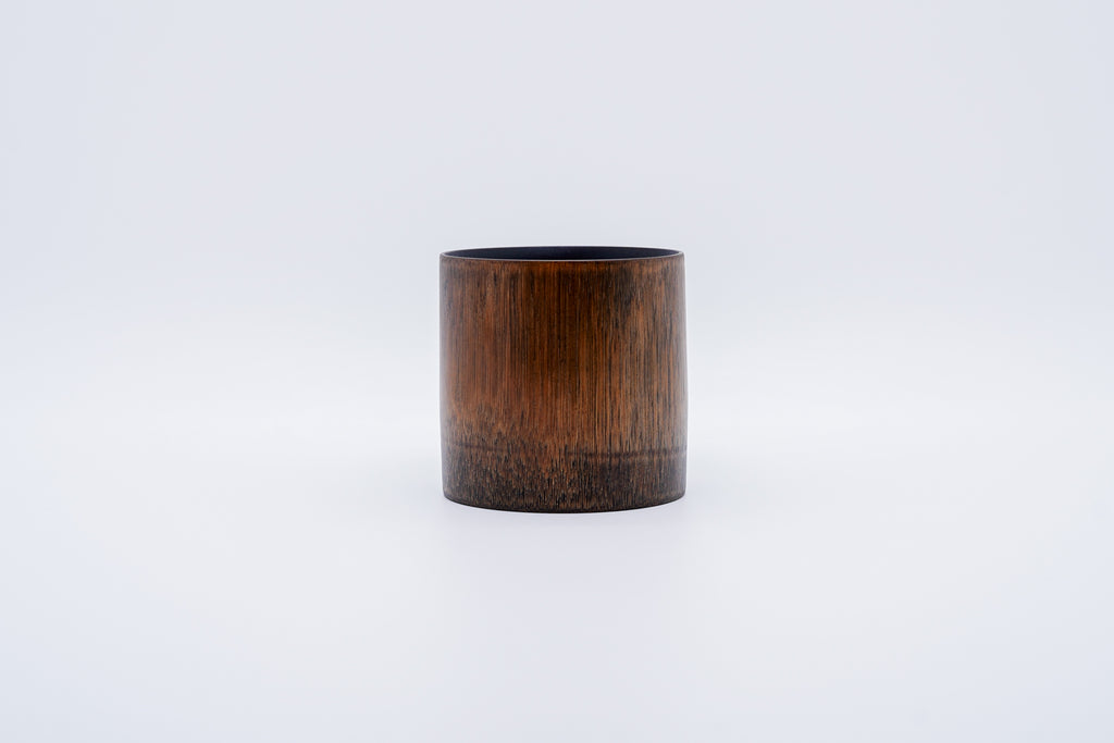 Bamboo cup - wiped lacquer pine soot finish