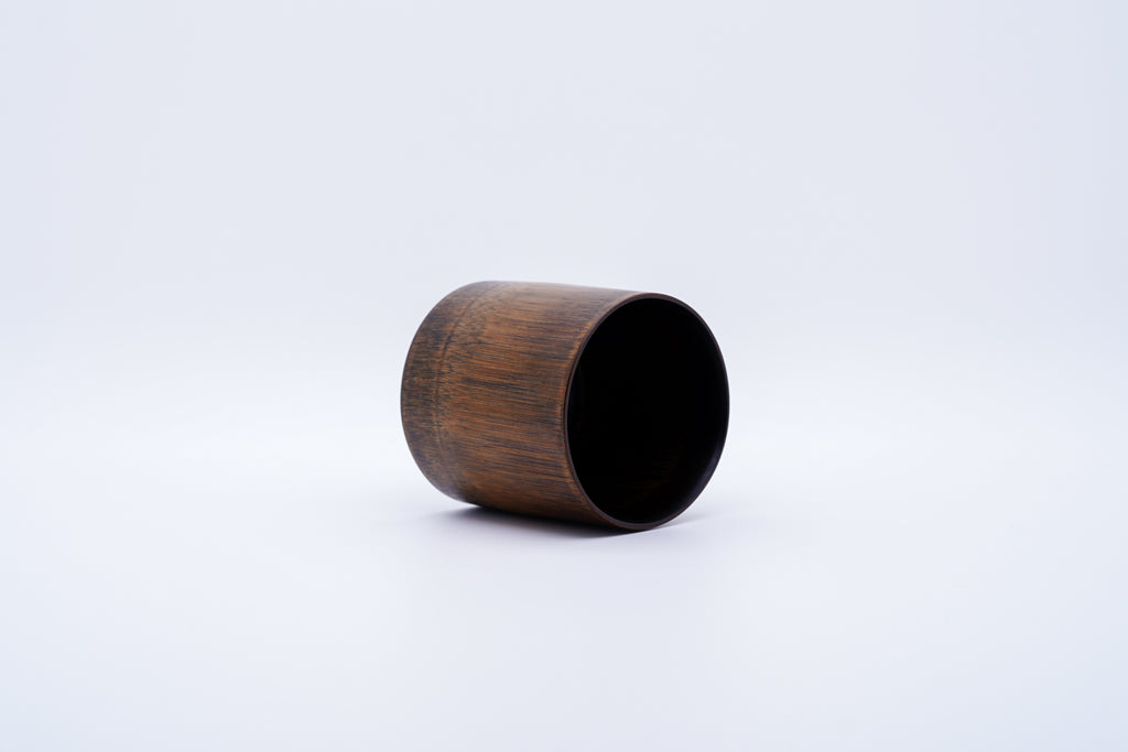 Bamboo cup - wiped lacquer pine soot finish