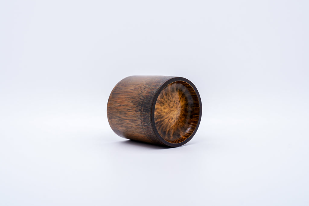 Bamboo cup - wiped lacquer pine soot finish