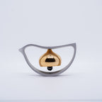 Kotori cast brass orin bell with silver arch frame by Yamaguchi Kyujo, Takaoka, Toyama, Japan