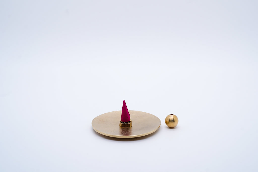 Solid brass round incense holder