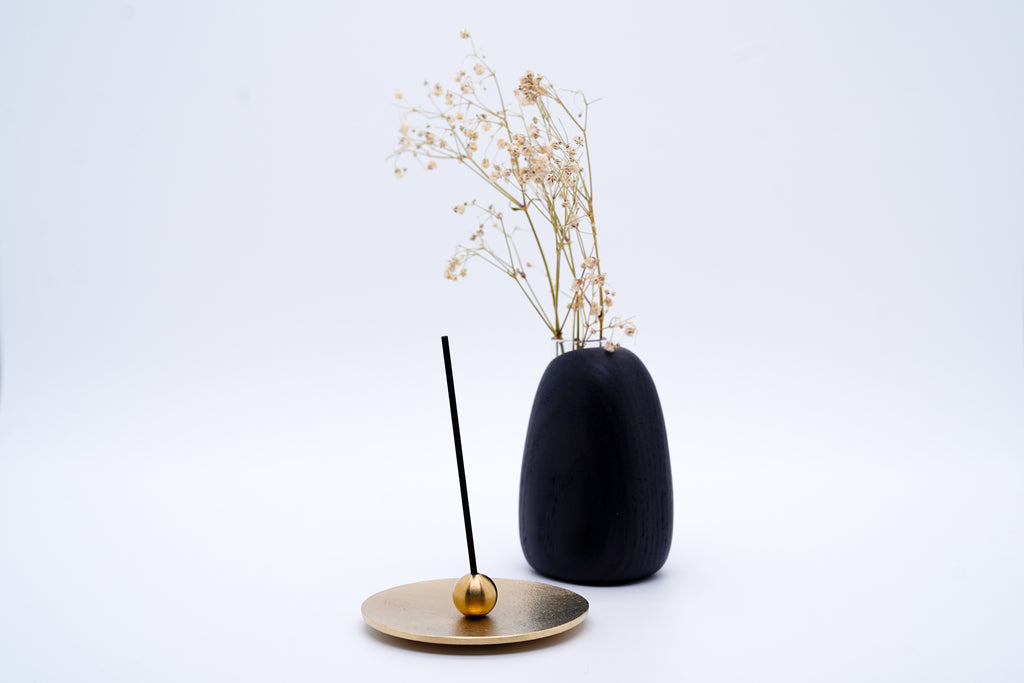 Solid brass round incense holder