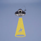 UFO disc-shaped brass wind chime in silver close-up showing cord detail, by Nousaku, Takaoka, Toyama, Japan