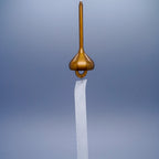 Onion brass wind chime in gold by Nousaku, Takaoka, Toyama, Japan, with paper clapper hanging