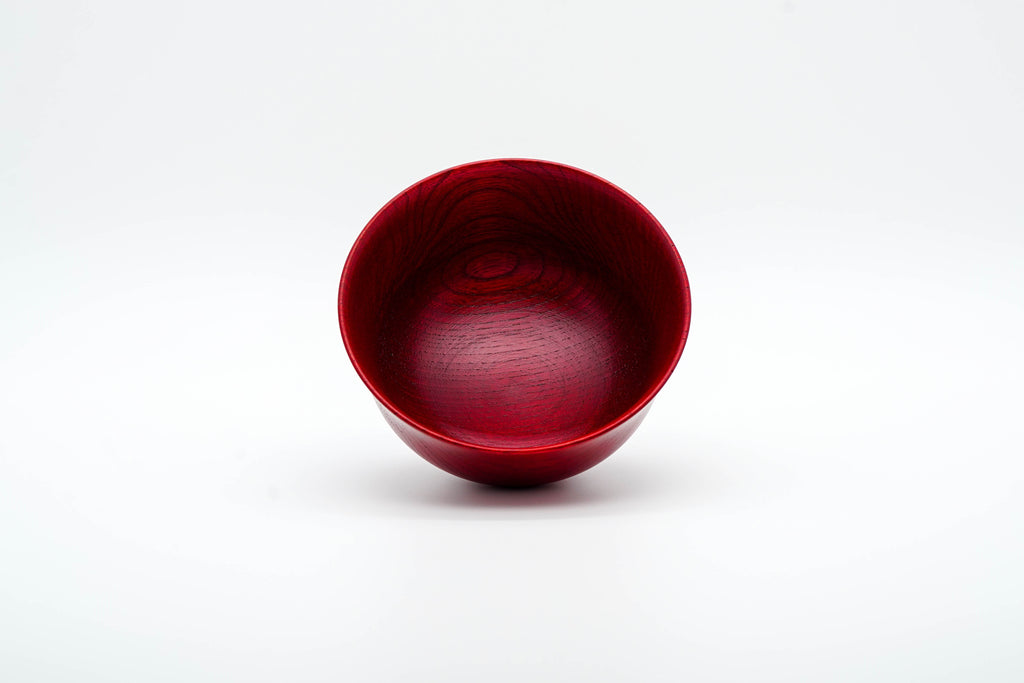 Urushi lacquered soup bowl in deep red