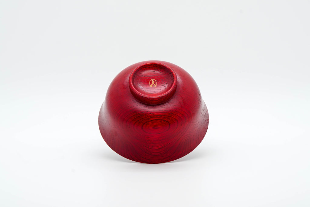 Urushi lacquered soup bowl in deep red