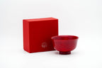 Urushi lacquered soup bowl in deep red