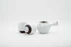 Hasami-yaki white porcelain kyusu teapot and teacup set with paulownia gift box, handcrafted in Nagasaki, Japan