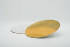 Arita ware gold-overglazed round stretch plate with hand-drawn pattern