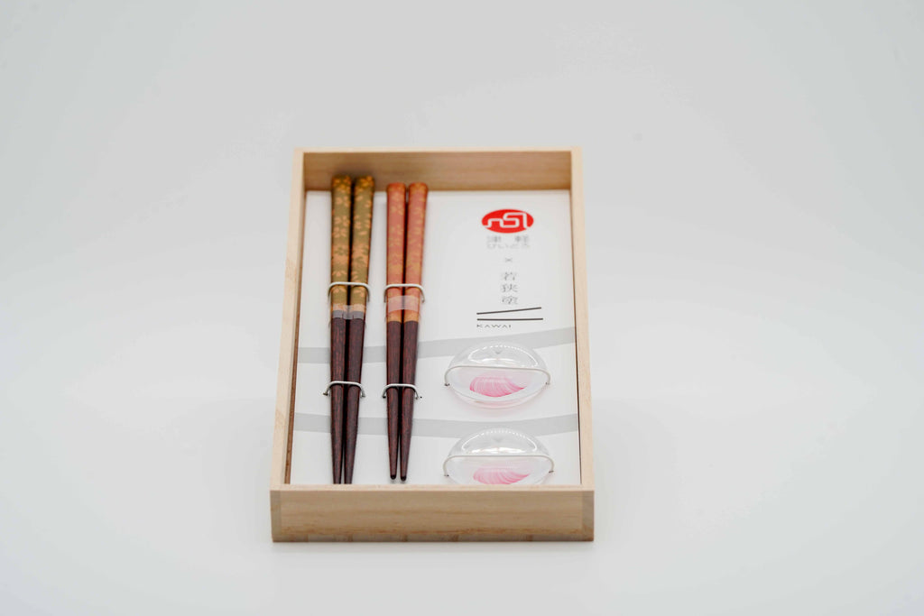 Sakura fireworks chopstick set with glass rest