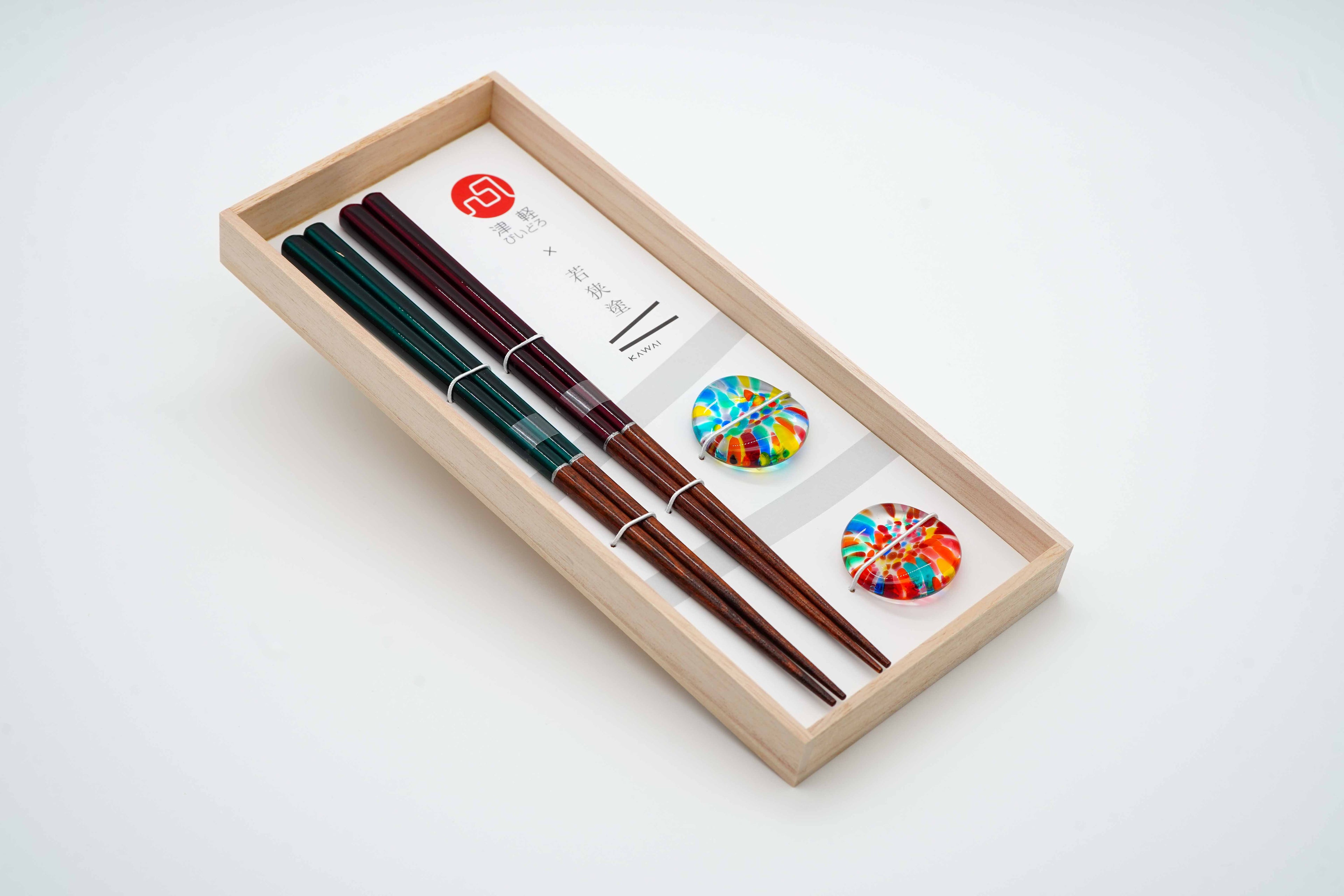 Summer fireworks chopstick set with glass rest