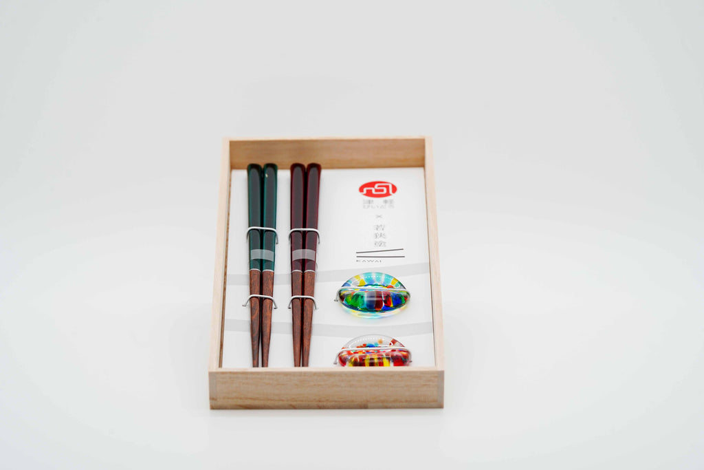 Summer fireworks chopstick set with glass rest