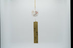 Edo-cat hand-blown glass wind chime with ukiyo-e cat motif and gold paper strip, made in Japan