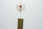 Edo-cat hand-blown glass wind chime close-up showing hand-painted Kuniyoshi ukiyo-e cat design, made in Japan