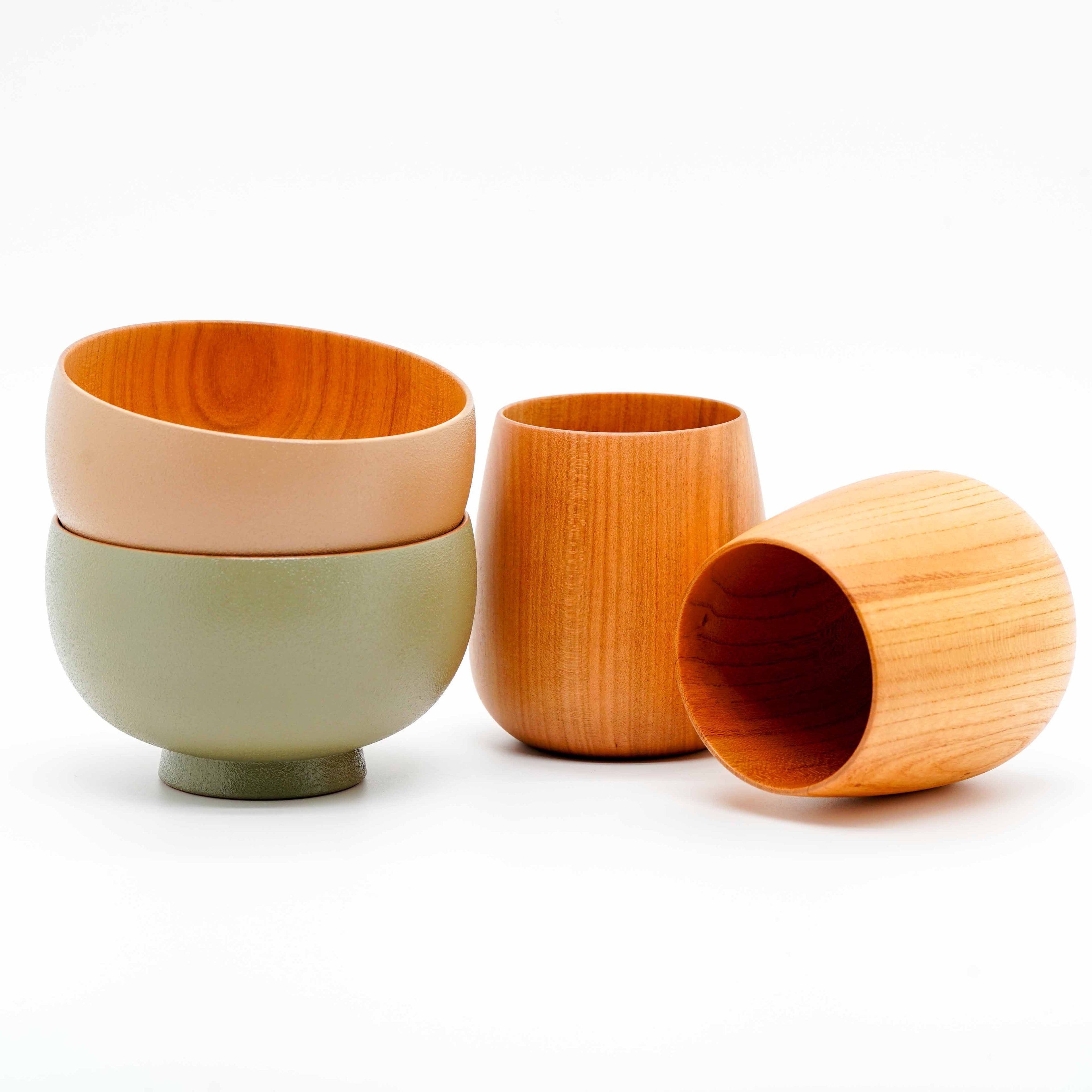 Shirasagi woodcraft bowl and cup set