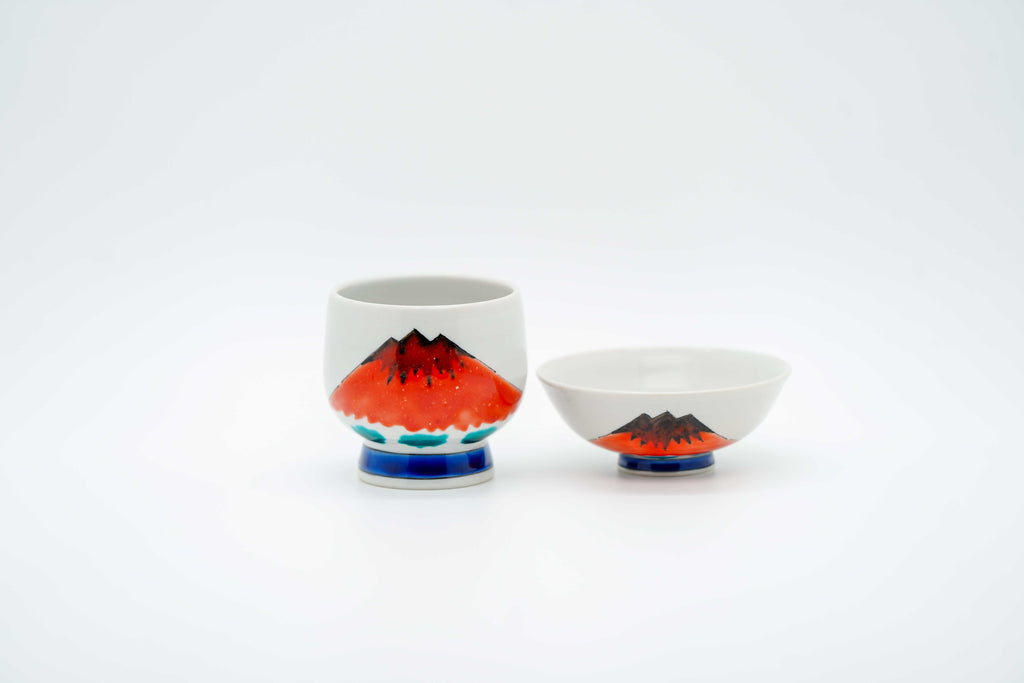 Red Fuji kutani sake cup