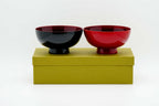 Lacquer bowl with cherry blossom pattern - Black and red pair