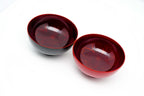 Lacquer bowl with cherry blossom pattern - Black and red pair