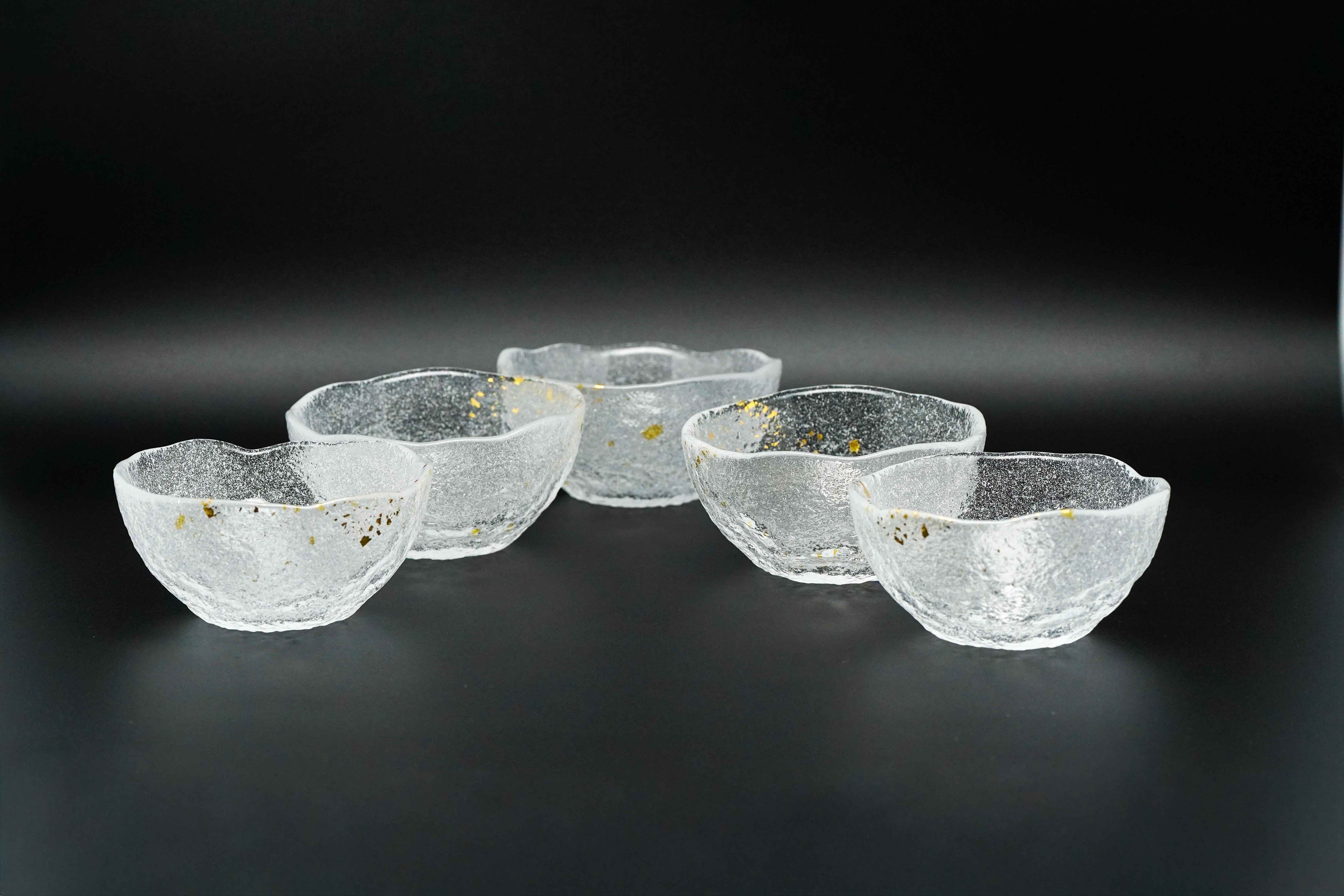 Edo glass, gold-glazed small bowl set of 5