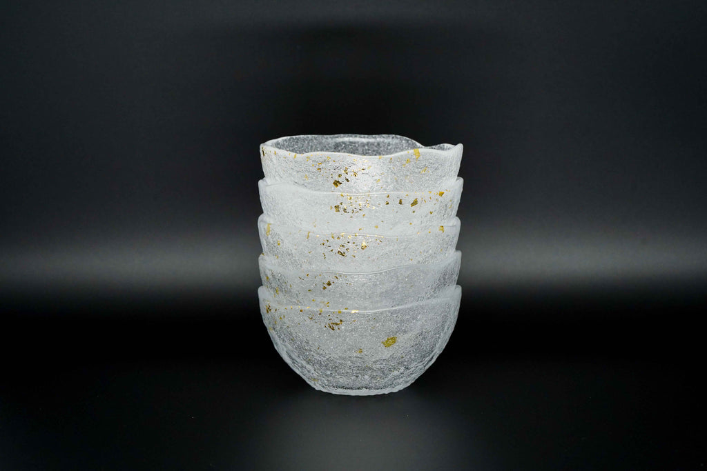 Edo glass, gold-glazed small bowl set of 5