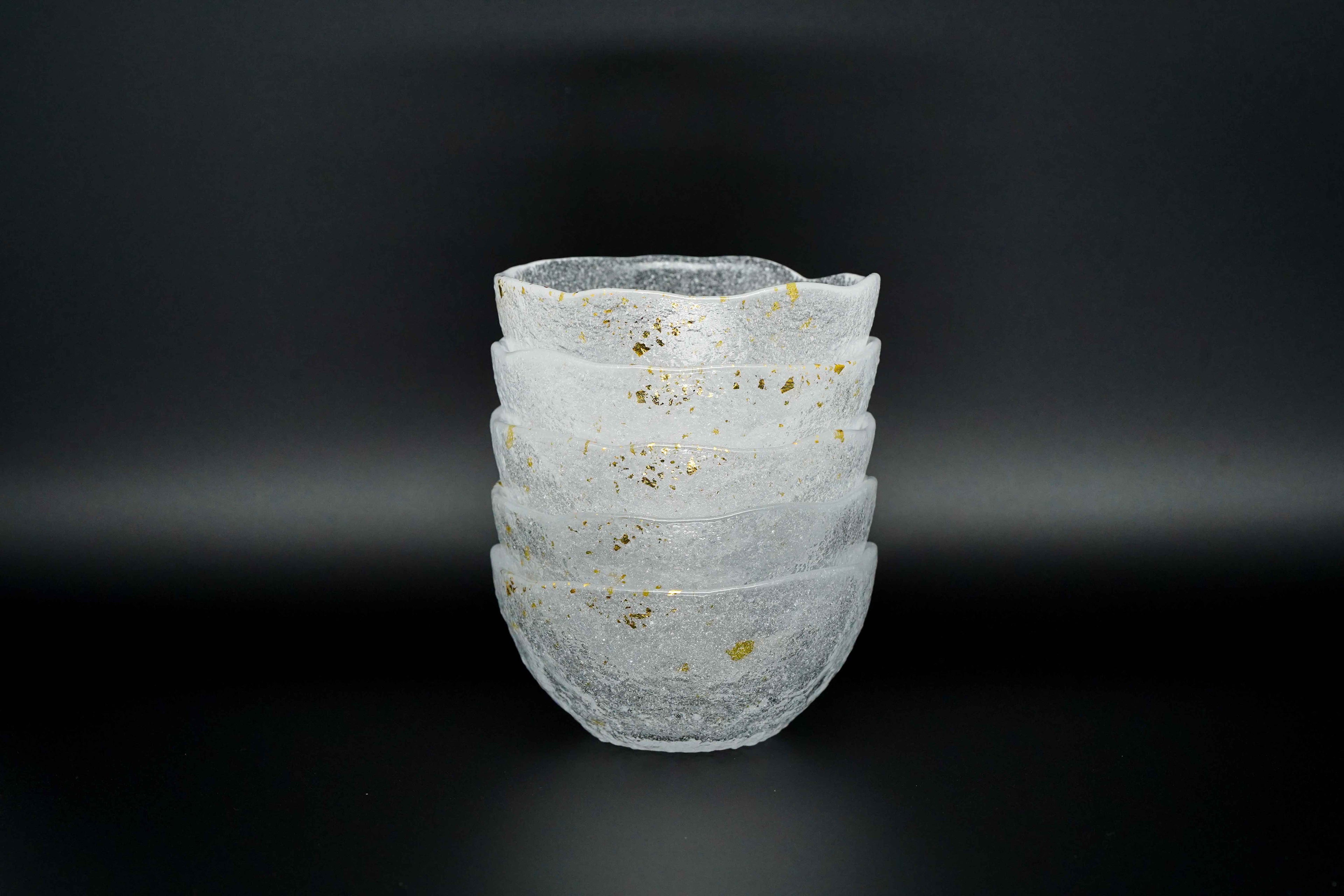 Edo glass, gold-glazed small bowl set of 5