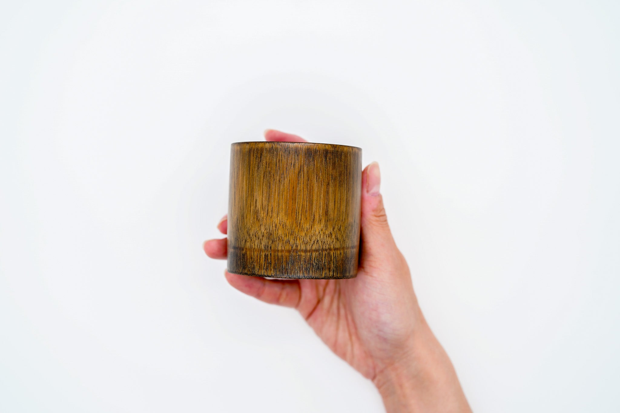 Bamboo cup - wiped lacquer pine soot finish