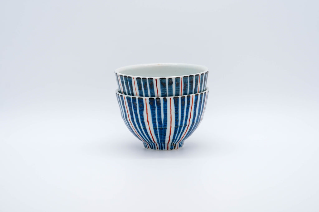 KOSOMETSUKE Rice Bowl, Antique Indigo Reed Stripe