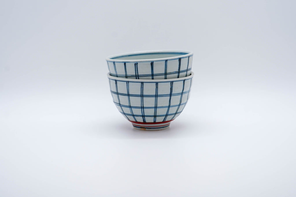 KOSOMETSUKE Rice Bowl, Antique Indigo Lattice