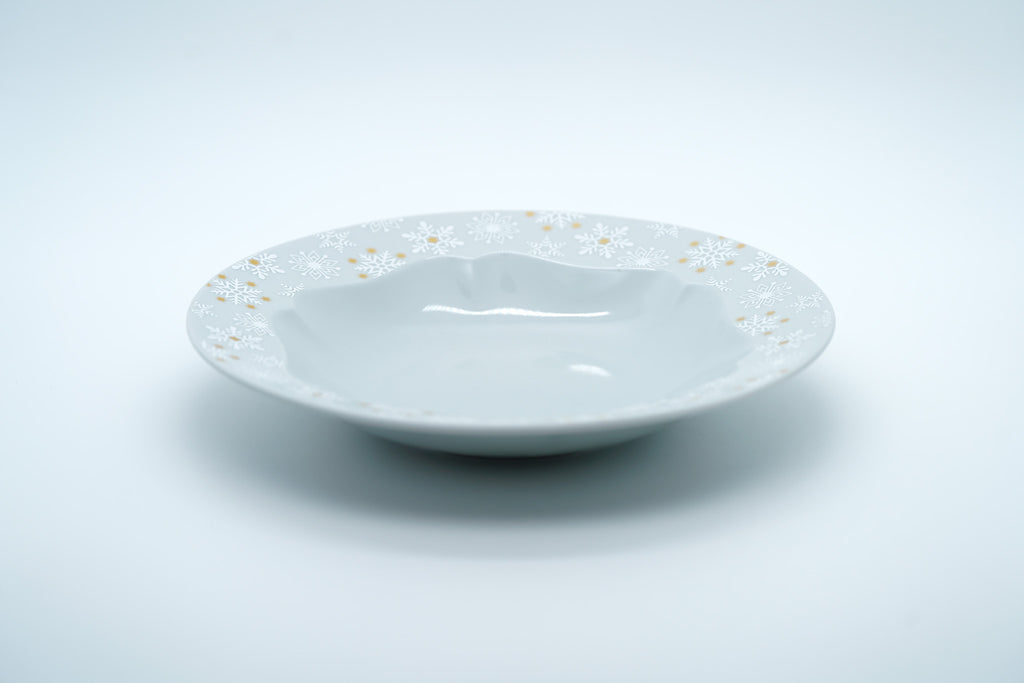 Kutani Ware Rim Pasta Plate, Snow Crystal
