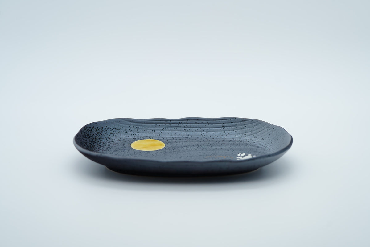 Kutani Ware Oval Plate, Moon Rabbit