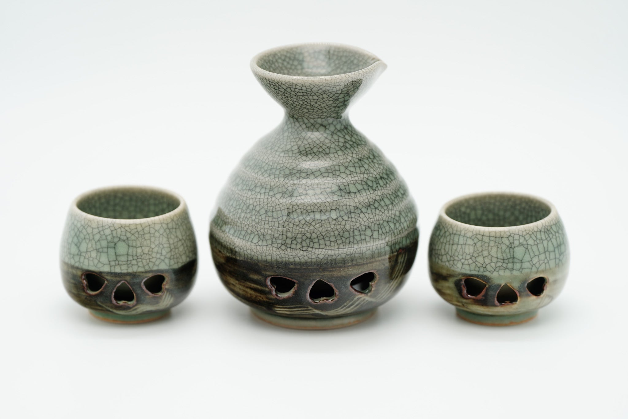 Soma Ware Sake Set, Carafe and Two Cups