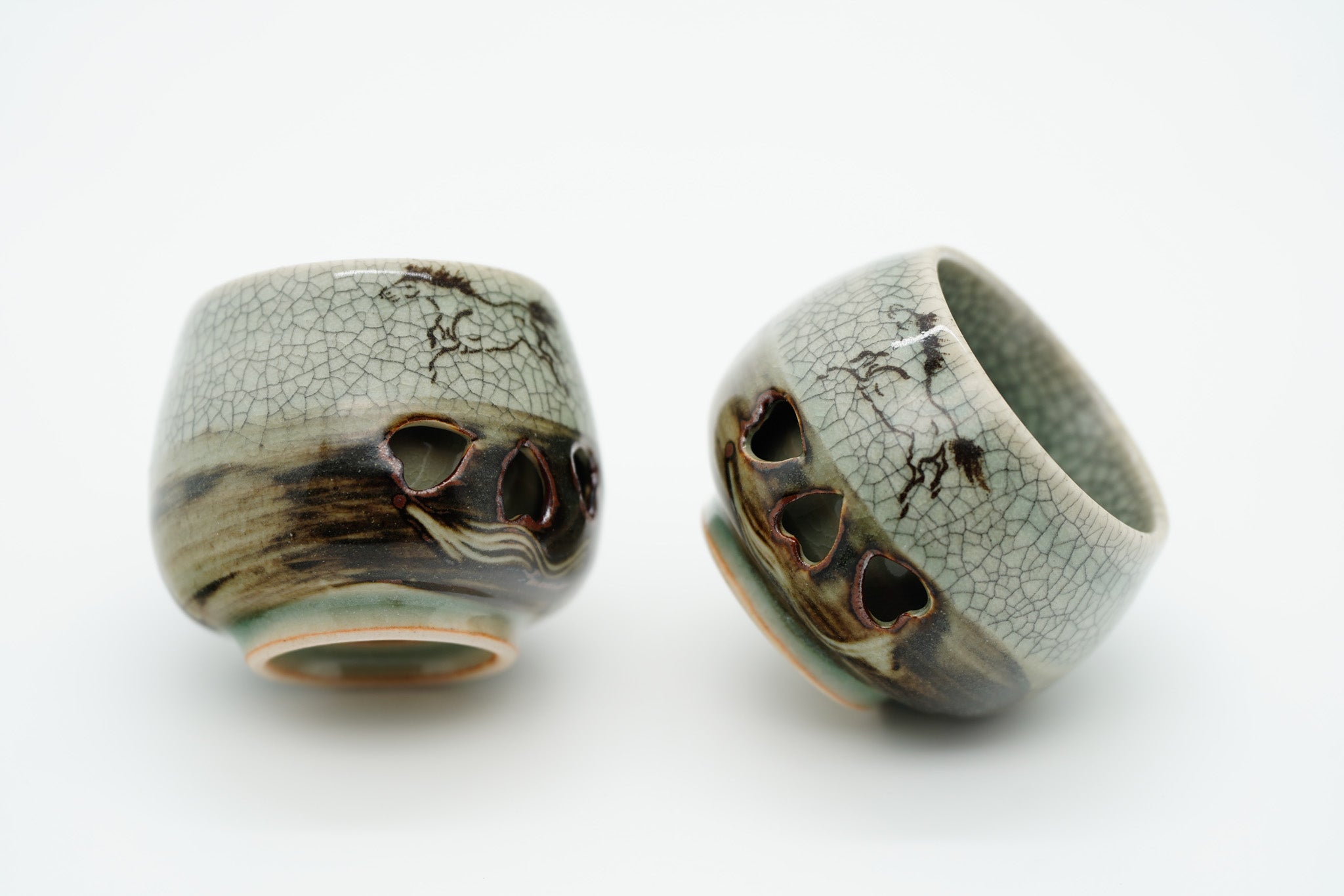 Soma Ware Sake Set, Carafe and Two Cups