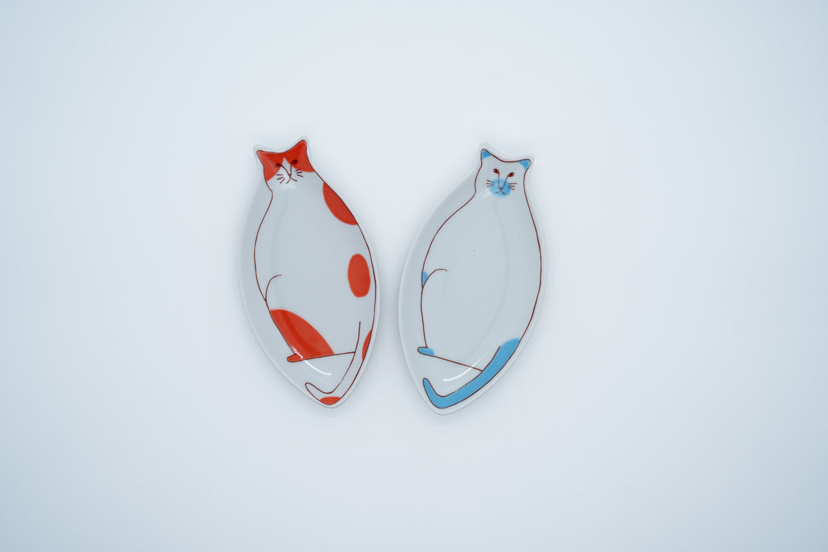Kutani Ware Small Cat Shaped Plate