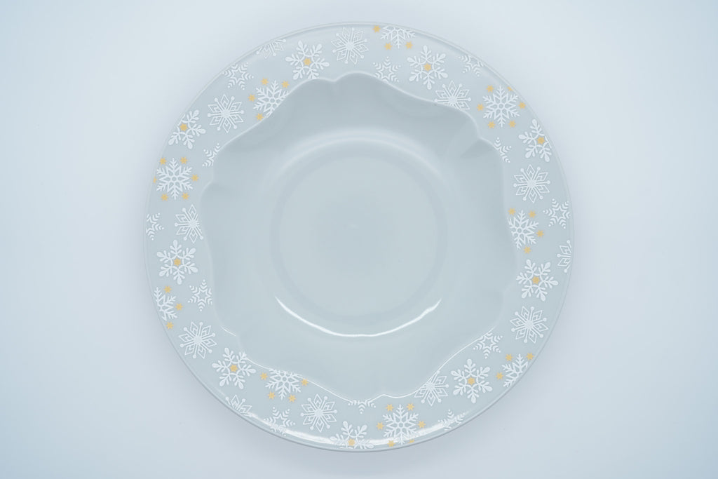 Kutani Ware Rim Pasta Plate, Snow Crystal