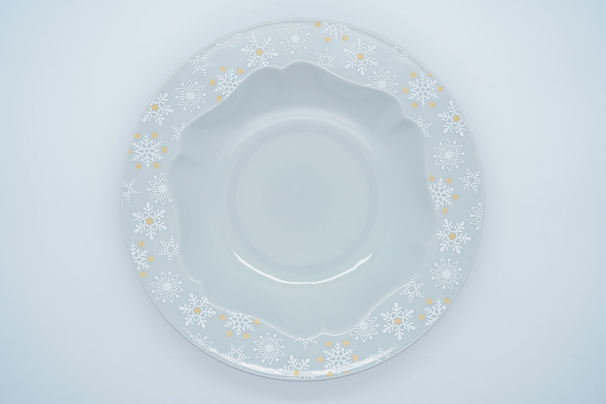 Kutani Ware Rim Pasta Plate, Snow Crystal