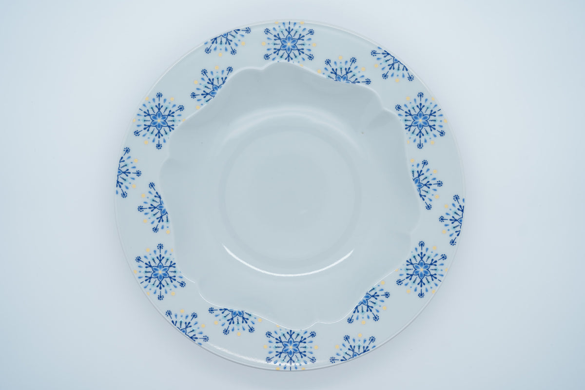 Kutani Ware Rim Pasta Plate, Snow Crystal