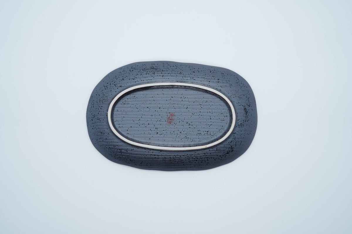 Kutani Ware Oval Plate, Moon Rabbit