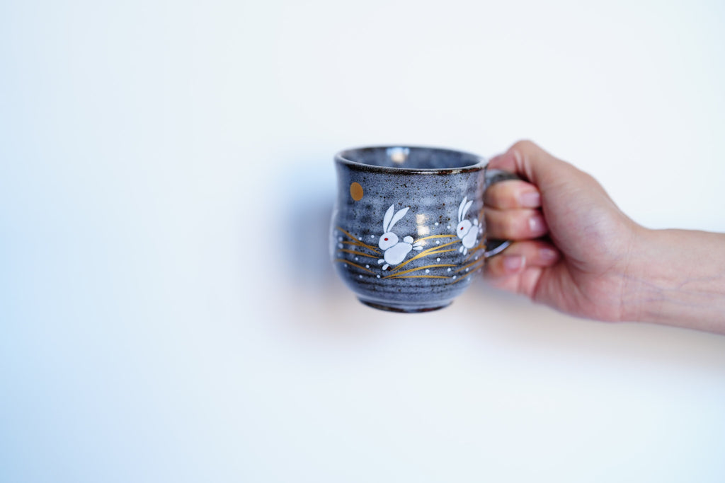 Kutani Ware Mug, Leaping Rabbit
